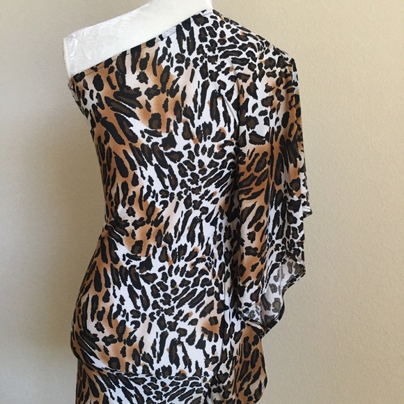 Leopard Print One Shoulder Dress - Picture 3 of 4